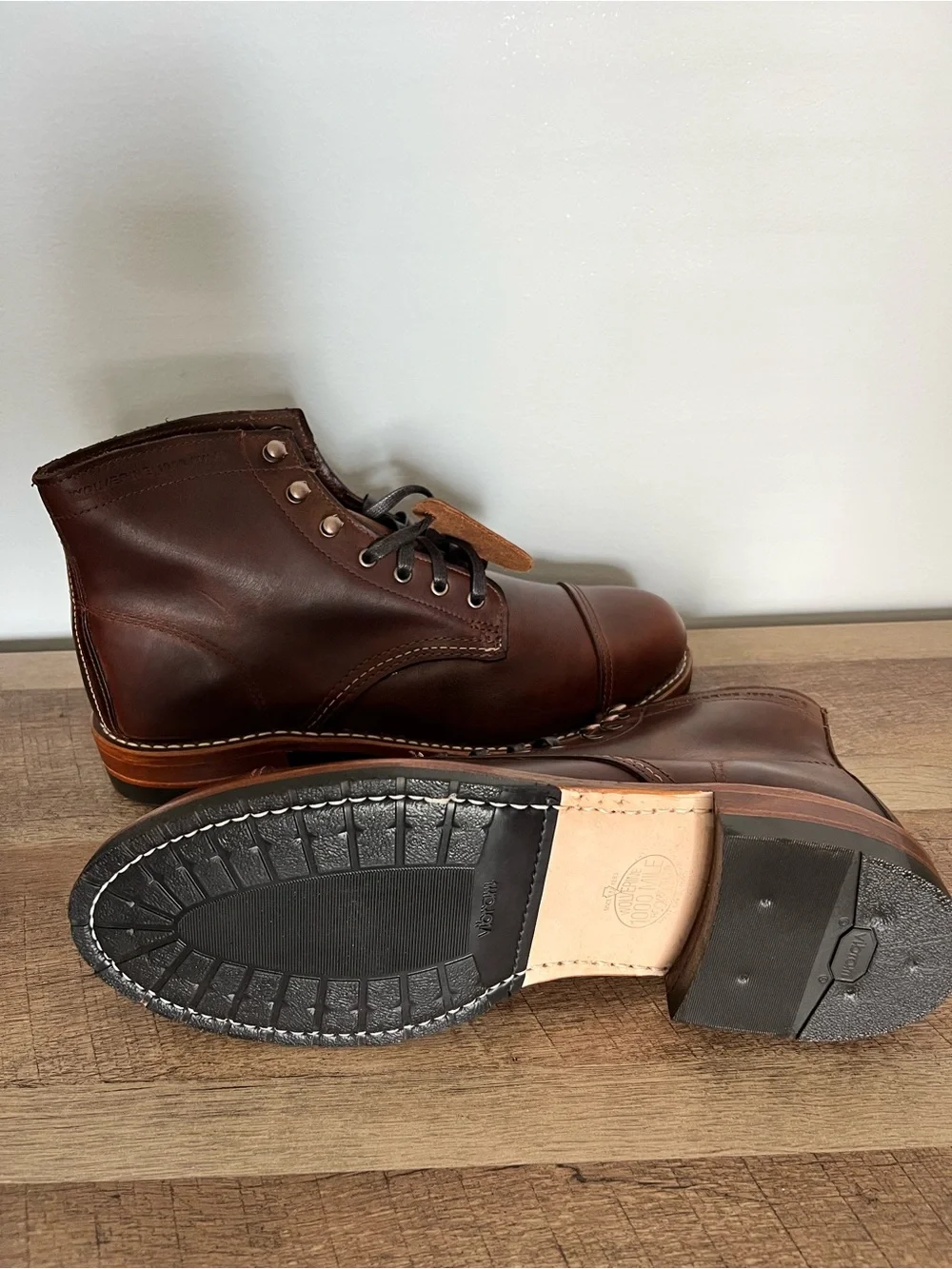 Wolverine Brown Leather Cap-Toe Lace-Up Boots